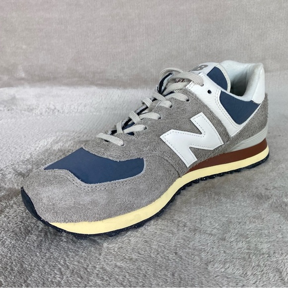 New Balance 574 Shoes Mens Size 11.5 Gray Blue Suede Low Top Sneakers NEW - Picture 4 of 11
